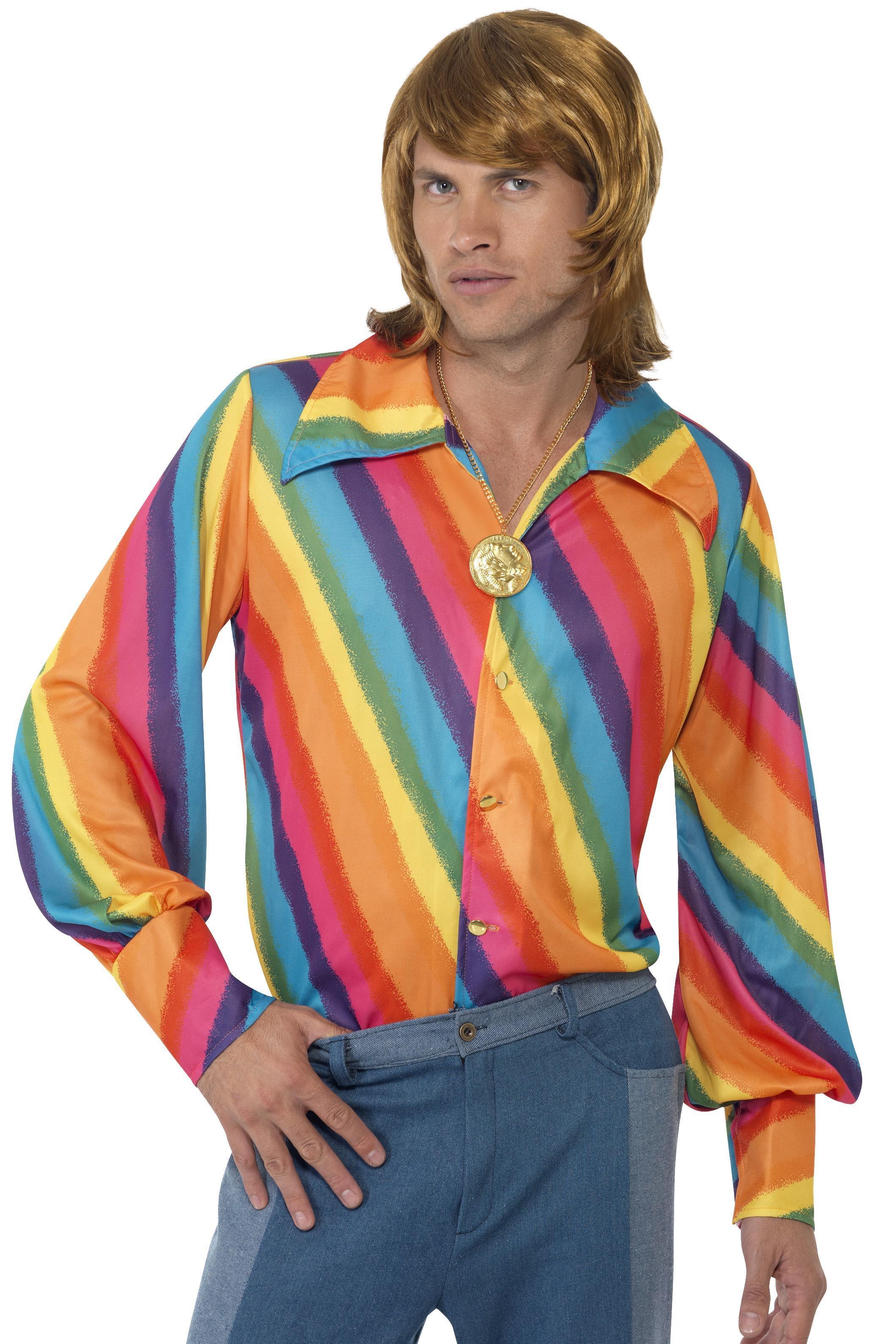 Mens 70s Shirt Rainbow