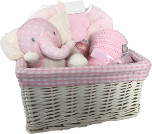 Lullaby Elephant New Baby Gift Basket (Pink)