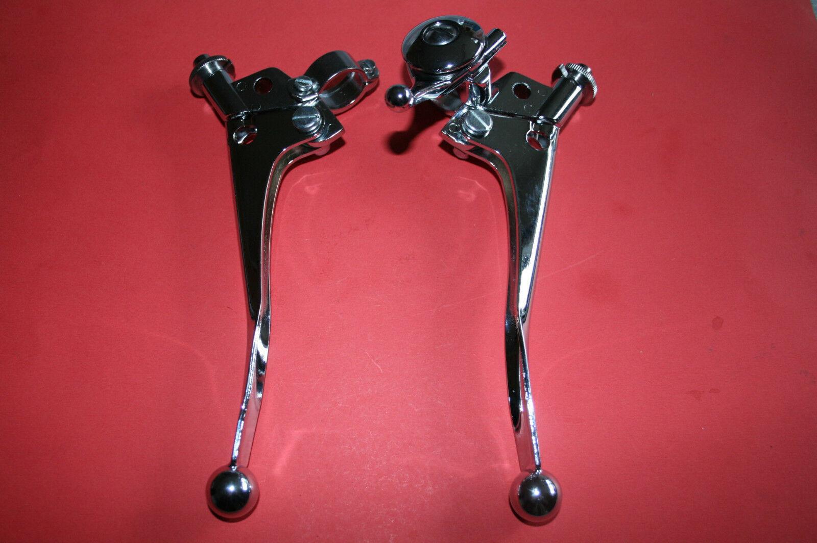 TRIUMPH CLUTCH AND BRAKE LEVERS WITH CHOKE LEVER SET UK MADE PN# 60-2073 60-2074