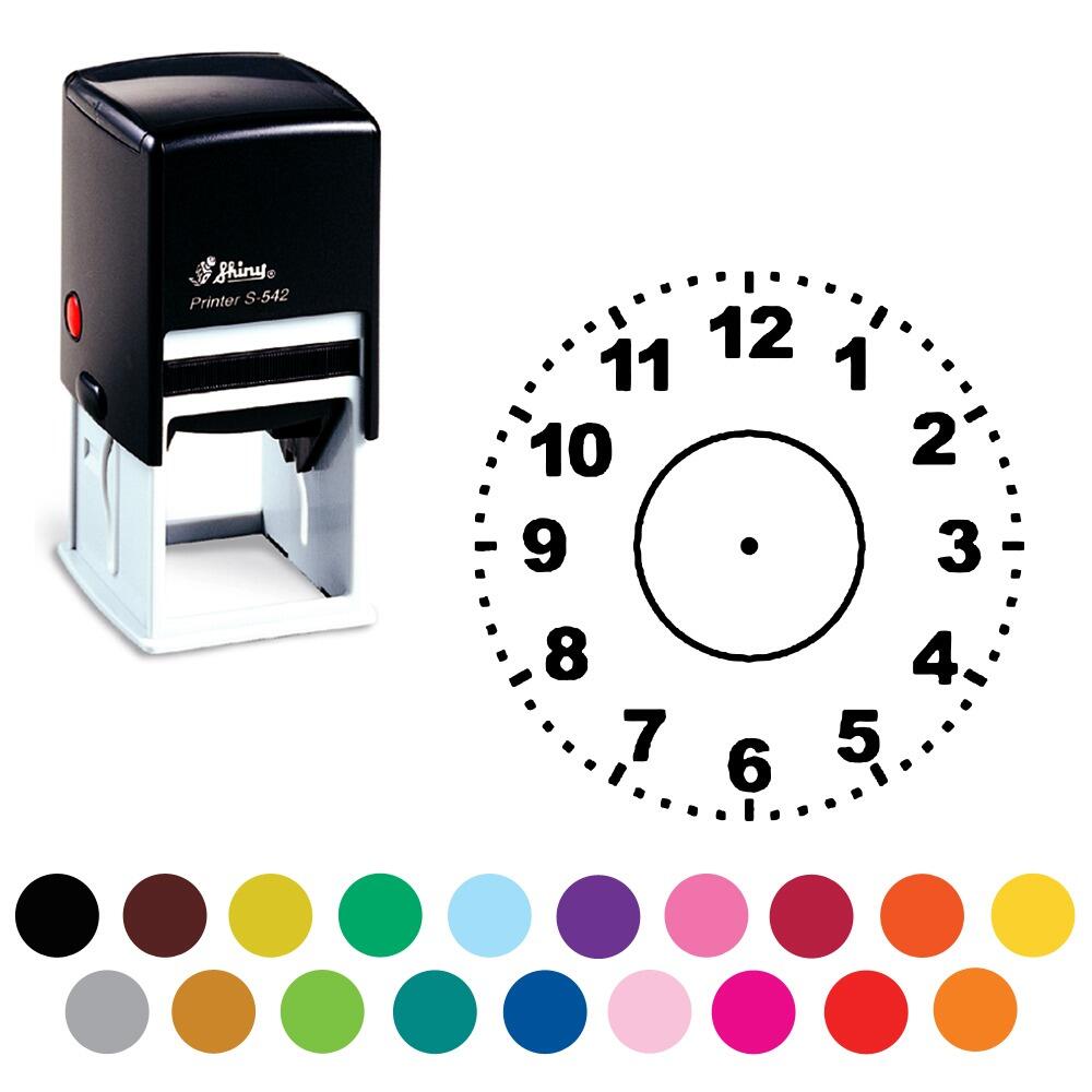 Teacher Stamps | Large Clockface Self-inking School Stamps to Teach Telling the Time. Colour Choice