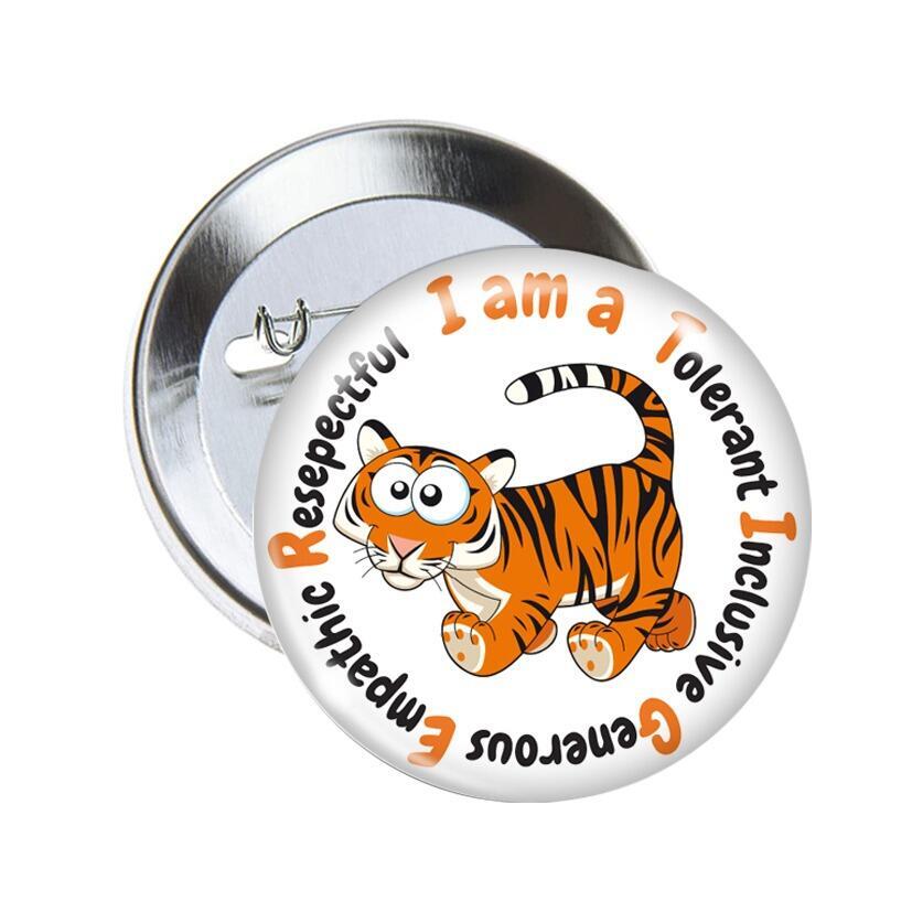 School Badges | I am a TIGER - Anti-bullying 2.5" Pin Badges.