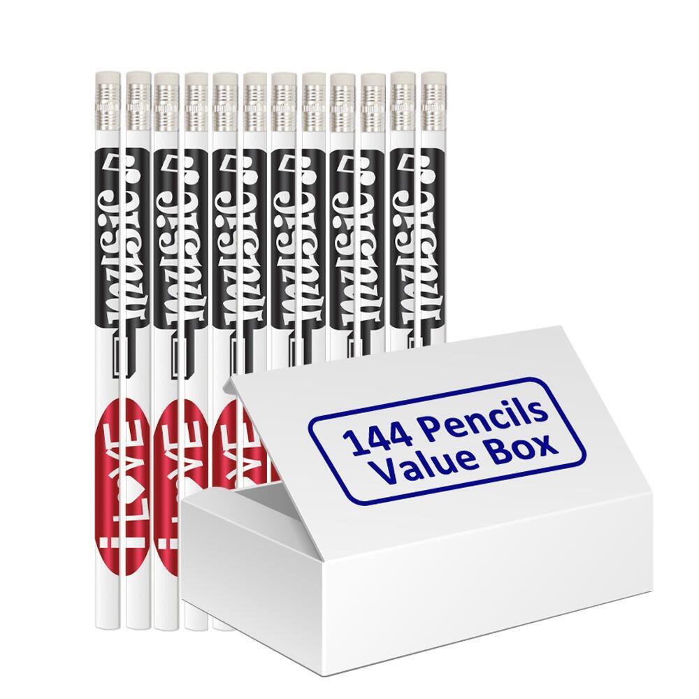 Bulk Music Pencils | 144 x I Love Music HB Pencils. Great Low Cost Class Gifts, Prizes, Rewards