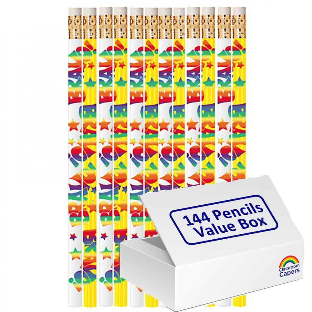 End of Term Class Gifts / Student Prizes | Colourful 'Bravo' French Language Reward Pencils