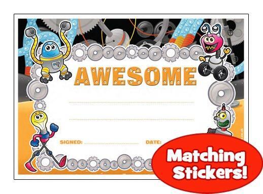 School Certificates | 30 x "Awesome" Robot/Alien Design Certificates for Teachers