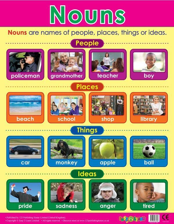 Educational Poster | Learn About Nouns with Examples Classroom Poster