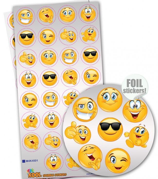 Teacher Stickers | 90 x Fun, Shiny Emoji Design Teacher Reward Stickers and Craft Stickers