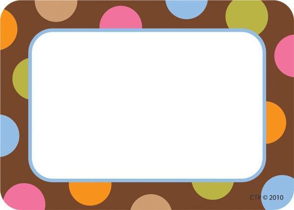 Classroom / Name Labels | 36 x Large, Dots on Chocolate Design Name Tags / Labels or Visitor Badges