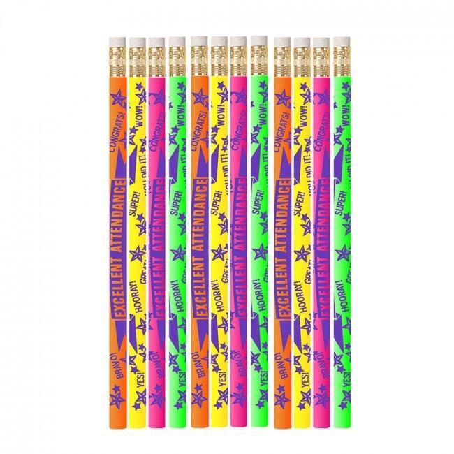 Reward Pencils | 12 Excellent Attendance Award HB Pencils. Great for Class Awards, Rewards, Gifts