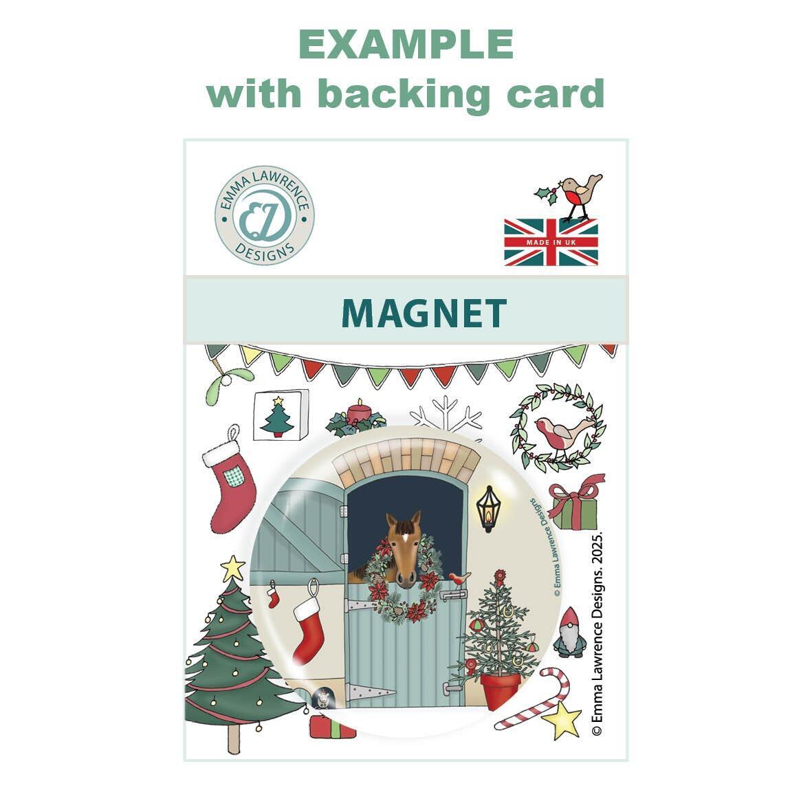 Emma Lawrence Fridge Magnets | Example with Christmas backing card