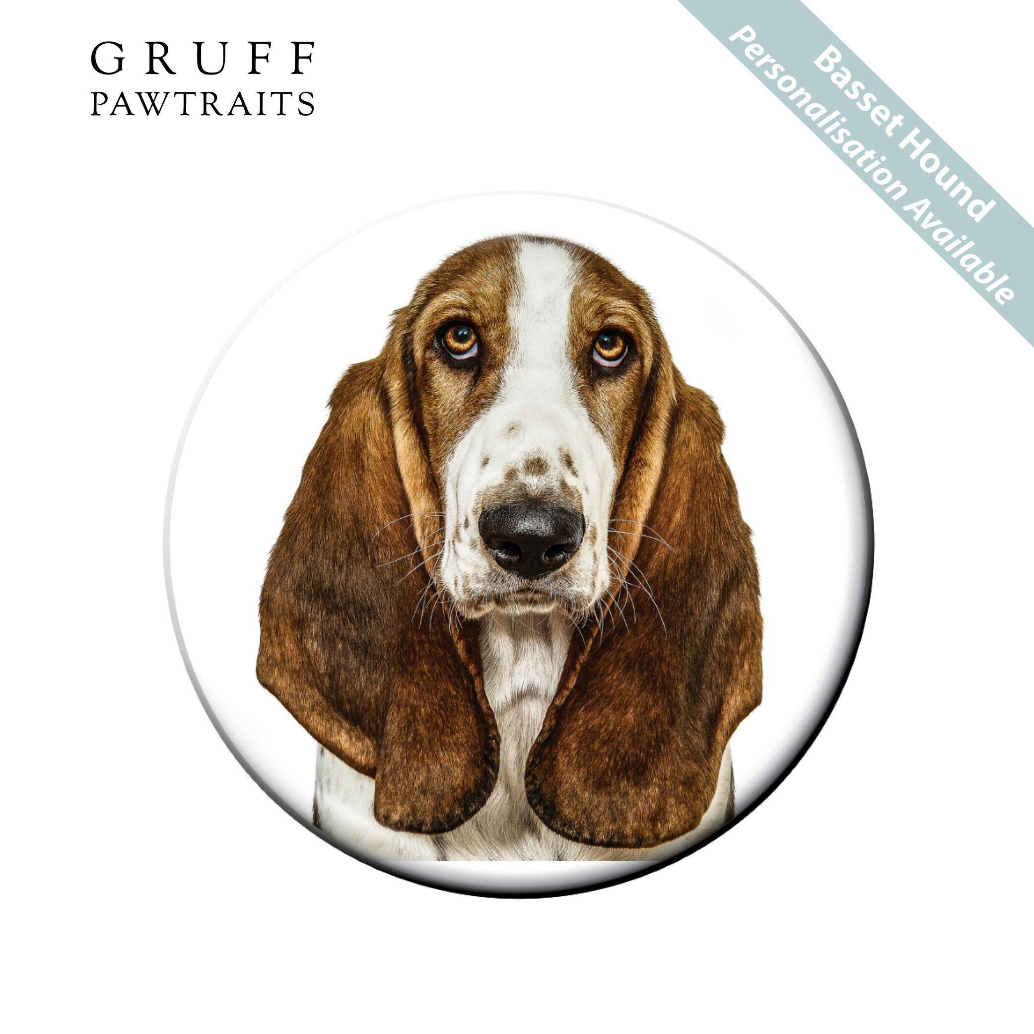 Bulk Fridge Magnets | Stunning Basset Hound Dog Fridge Magnets by Gruff Pawtraits. Trade Prices