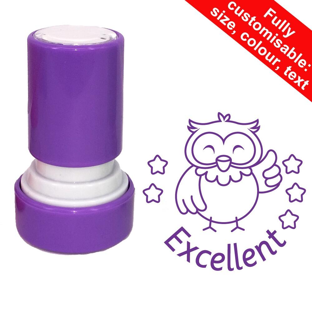 French School Stampers | Excellent (Owl Classmates) French Teacher Stamp - 22mm