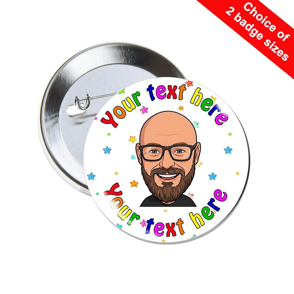 Custom Face Badges UK | Personalised Stars Design Avatar/Selfie Badges. Simply Upload Photo/Image