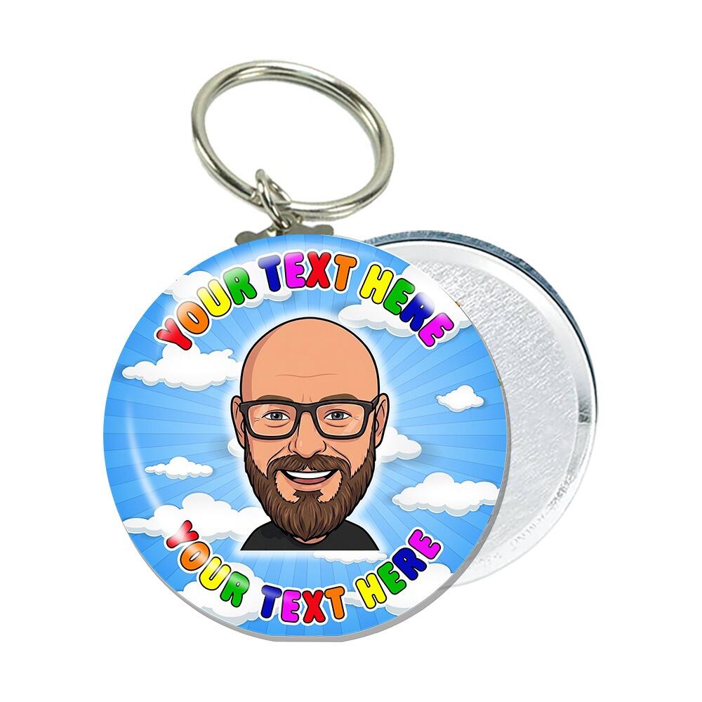 Custom Keyrings | Personalised Own Design Avatar/Selfie/Face Keyrings. Simply Upload Photo/Image