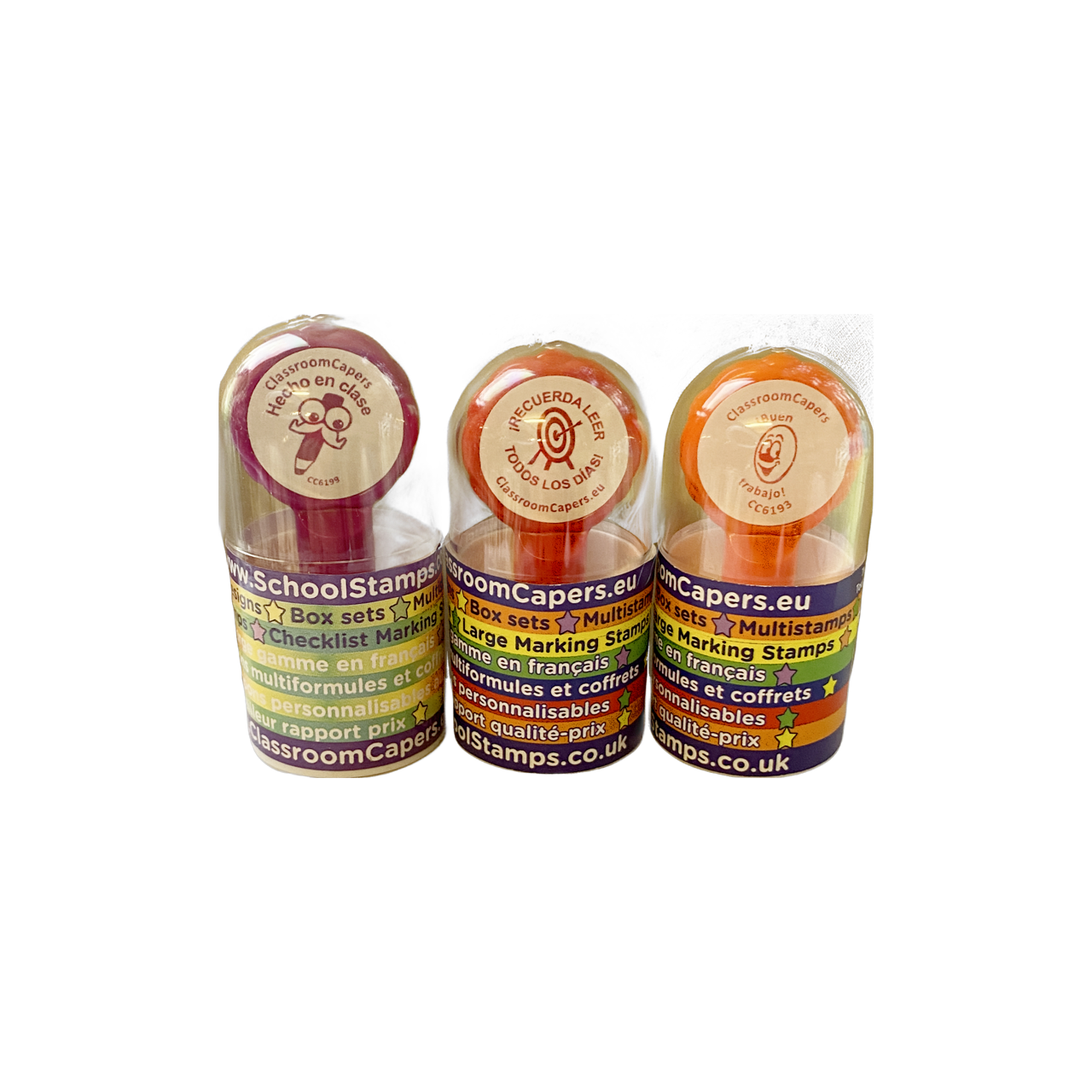 Teacher Stamps | SALE STAMPERS! Spanish Language School Stamp Set. Reinkable, 22mm
