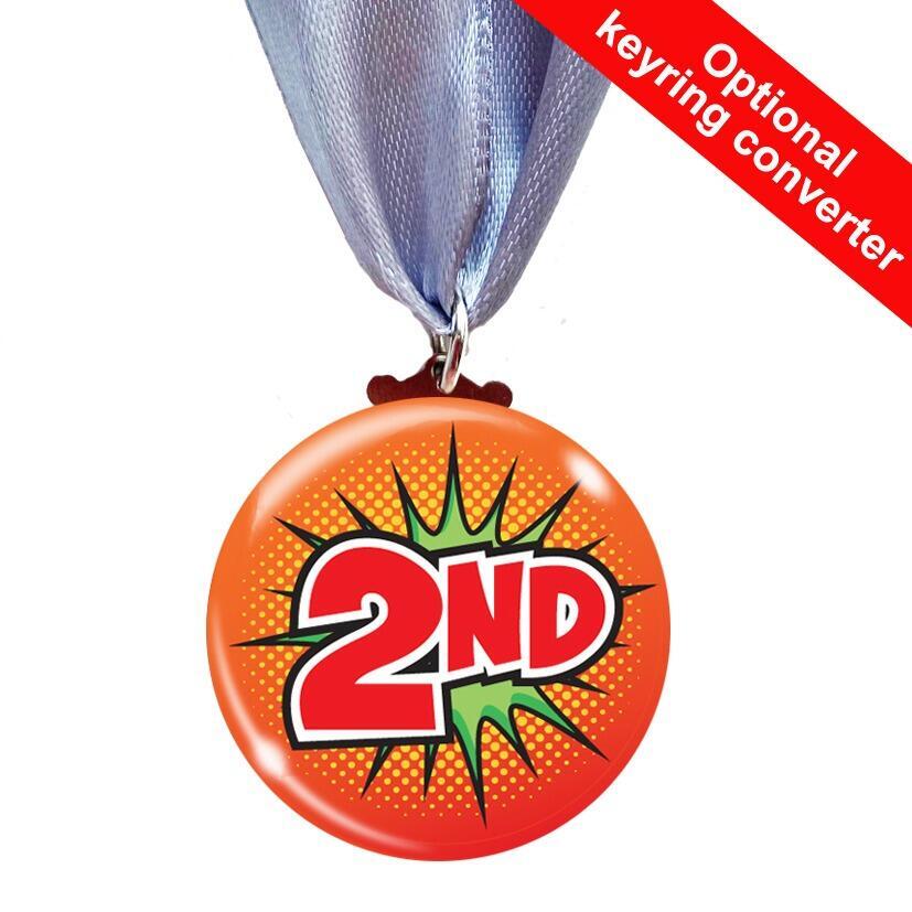 Low Cost Medals | Superhero 2nd place Medal & Ribbon, Sports / Winner Value Medals.