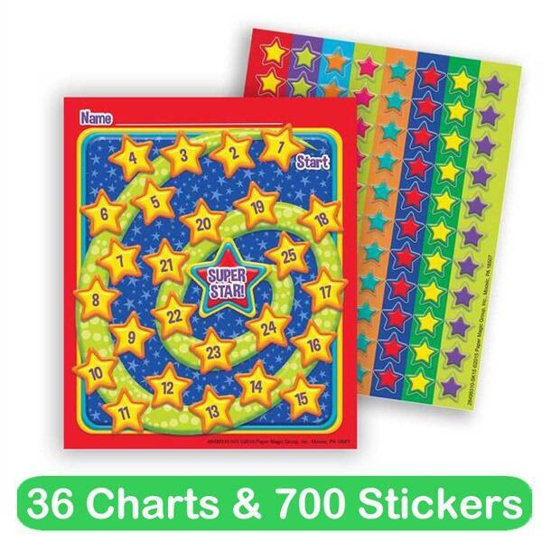 Reward Chart Sets | Swirling Stars Design Charts & Star Stickers - 36 Charts 880 Stickers