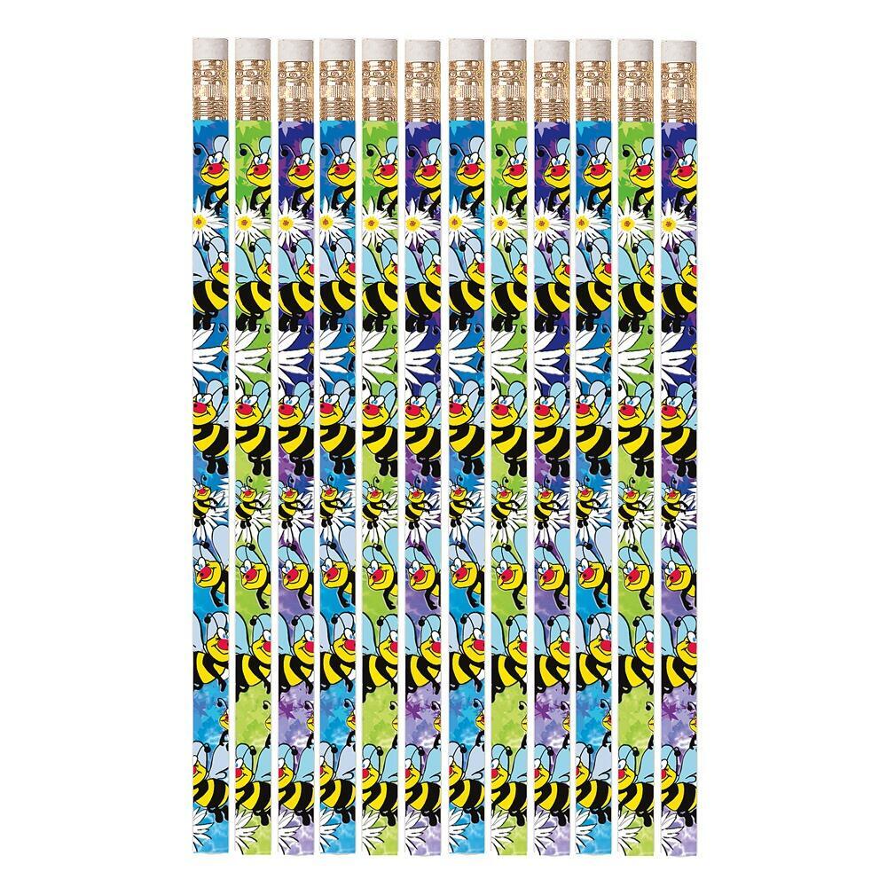 Pencils for Kids | 12 x Colourful Busy Bee Pencils.