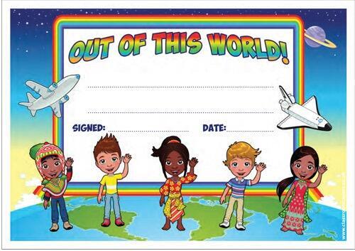 School Certificate | 30 x "Out of this World!", Diversity Design Certificates for Teachers
