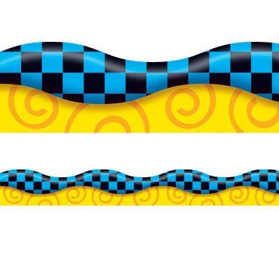 Classroom Display Borders | New Wave Checks? Blue & Black Design