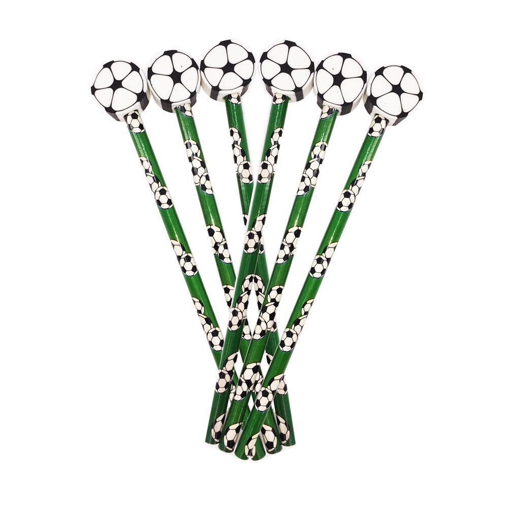 Football Stationery | Colourful Football Eraser Topper Pencils. Great Class Gift/Party Bag Fillers