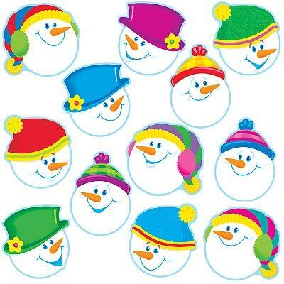 Classroom Display Card Cutouts | Smiley Snowman Accent Display Cards x 36.