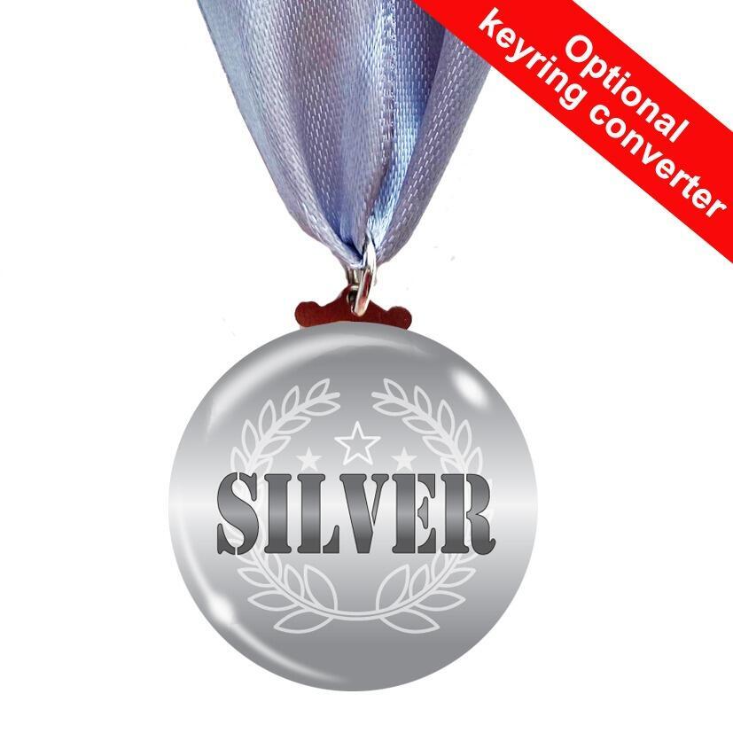 Low Cost Medals | "SILVER" Medal & Ribbon, Sports / Winner Great Value Medals. UK Made