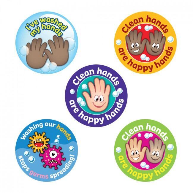 School Stickers | 90 Handwashing / Clean Hands Reward and Reminder Stickers for Teachers. UK Made