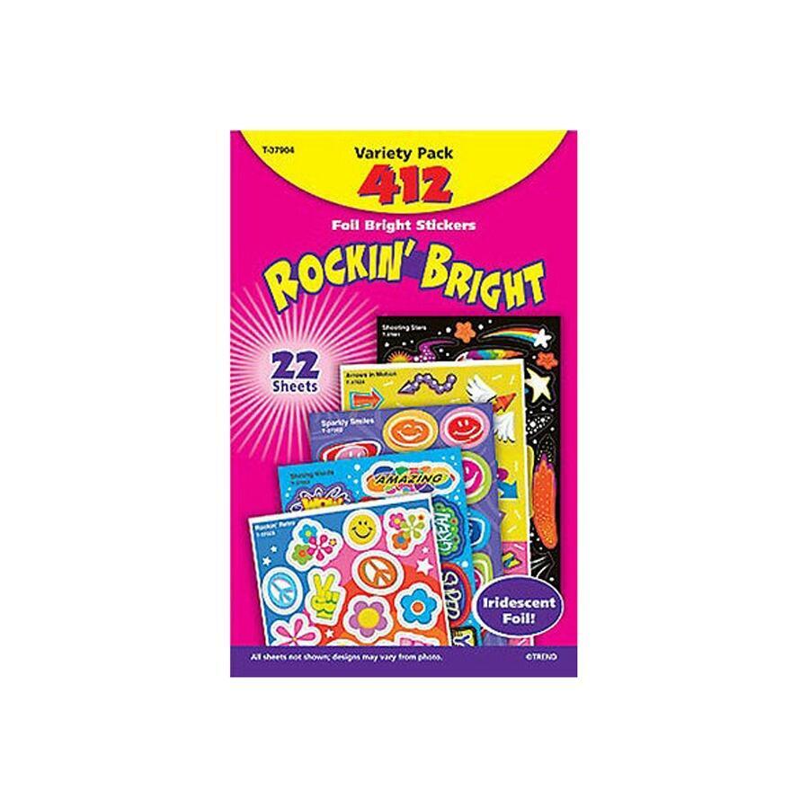 Reward Stickers | Colourful Mixed Pack of Foil, Fun Design, Various Size Stickers (T37904)