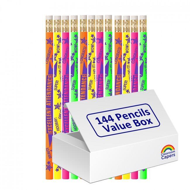Reward Pencils | 144 Stylish Excellent Attendance HB Pencils to Reward Students.