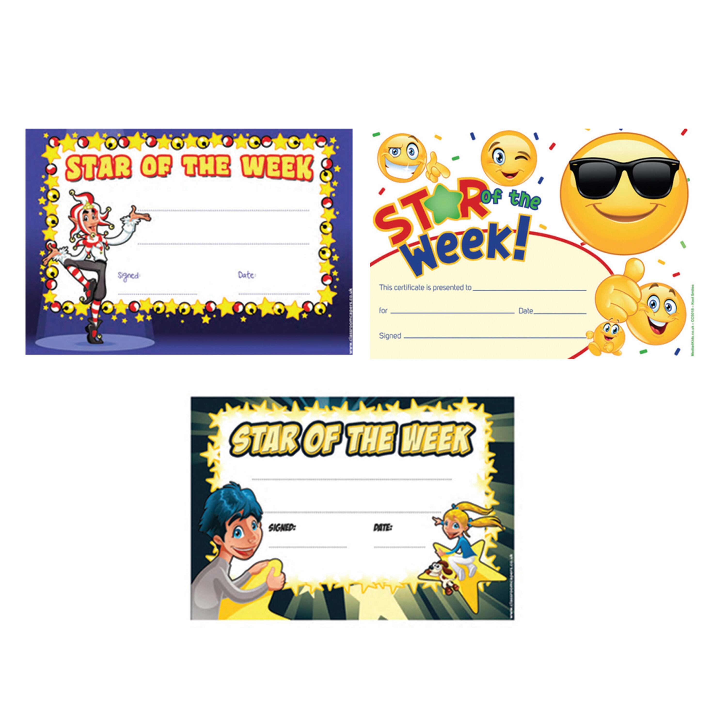 Primary School Certificates | 30 x Variety Pack of Star of the Week Design Award School Certificates