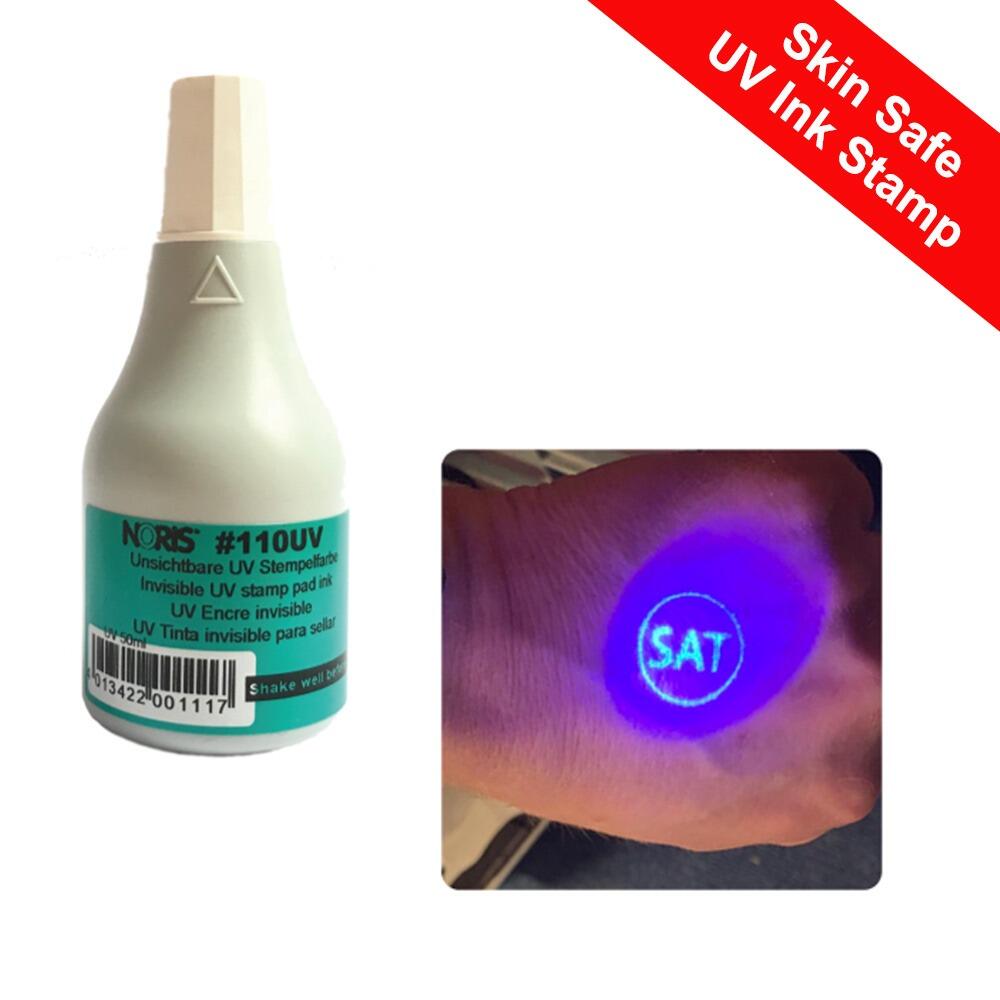 UV Skin Safe Refill Ink | Skin Tested, Noris Ink For Self-inking Hand Stamps. Ultra-violet Light Stamp for Dark Environments eg Nighclub Entry