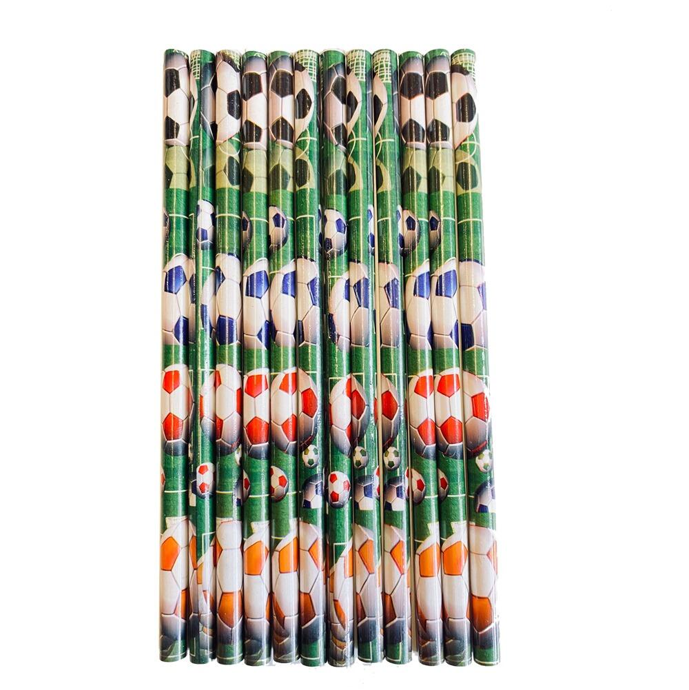 Sports Stationery | 12 x Football Fun HB Pencils. Great for Sports Awards, Rewards, Gifts