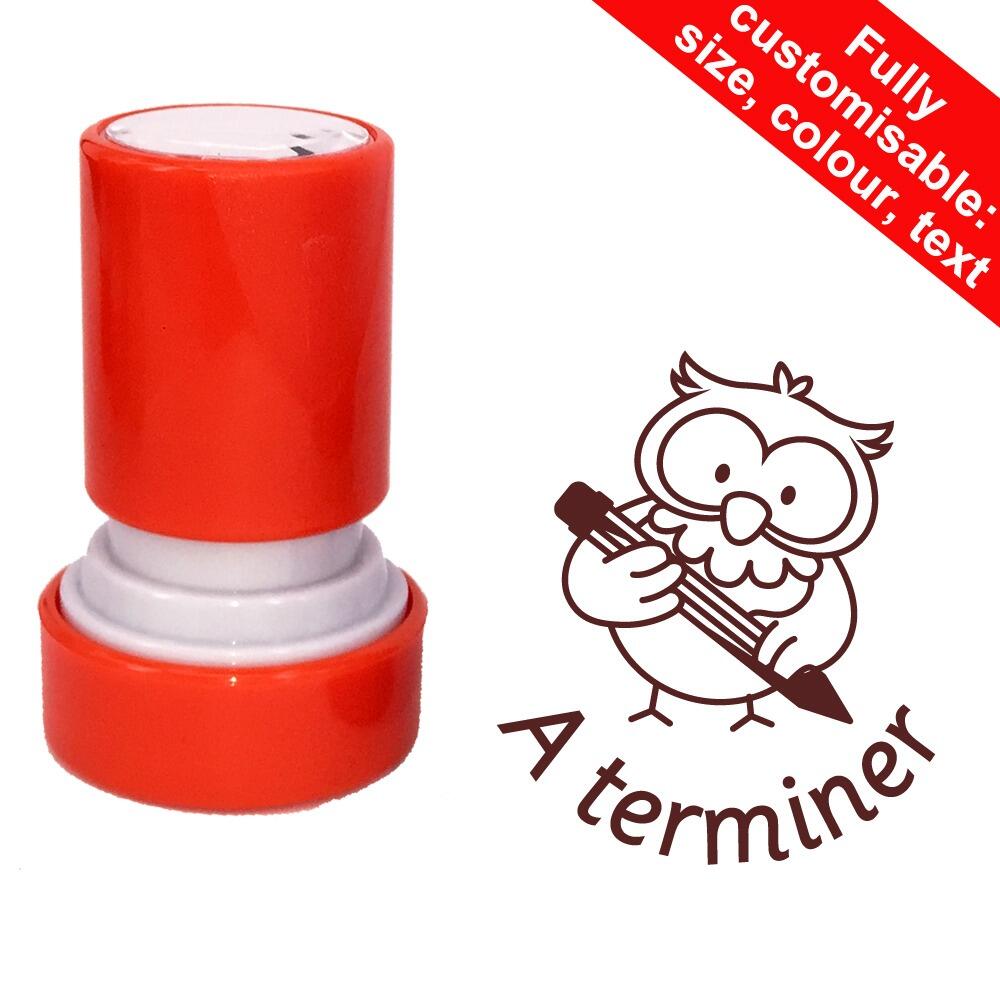 French School Stampers | A terminer (Owl Classmates) French Teacher Stamp - 22mm