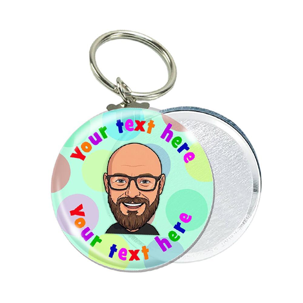 Custom Keyrings | Personalised Own Design Avatar/Selfie/Face Keyrings. Simply Upload Photo/Image