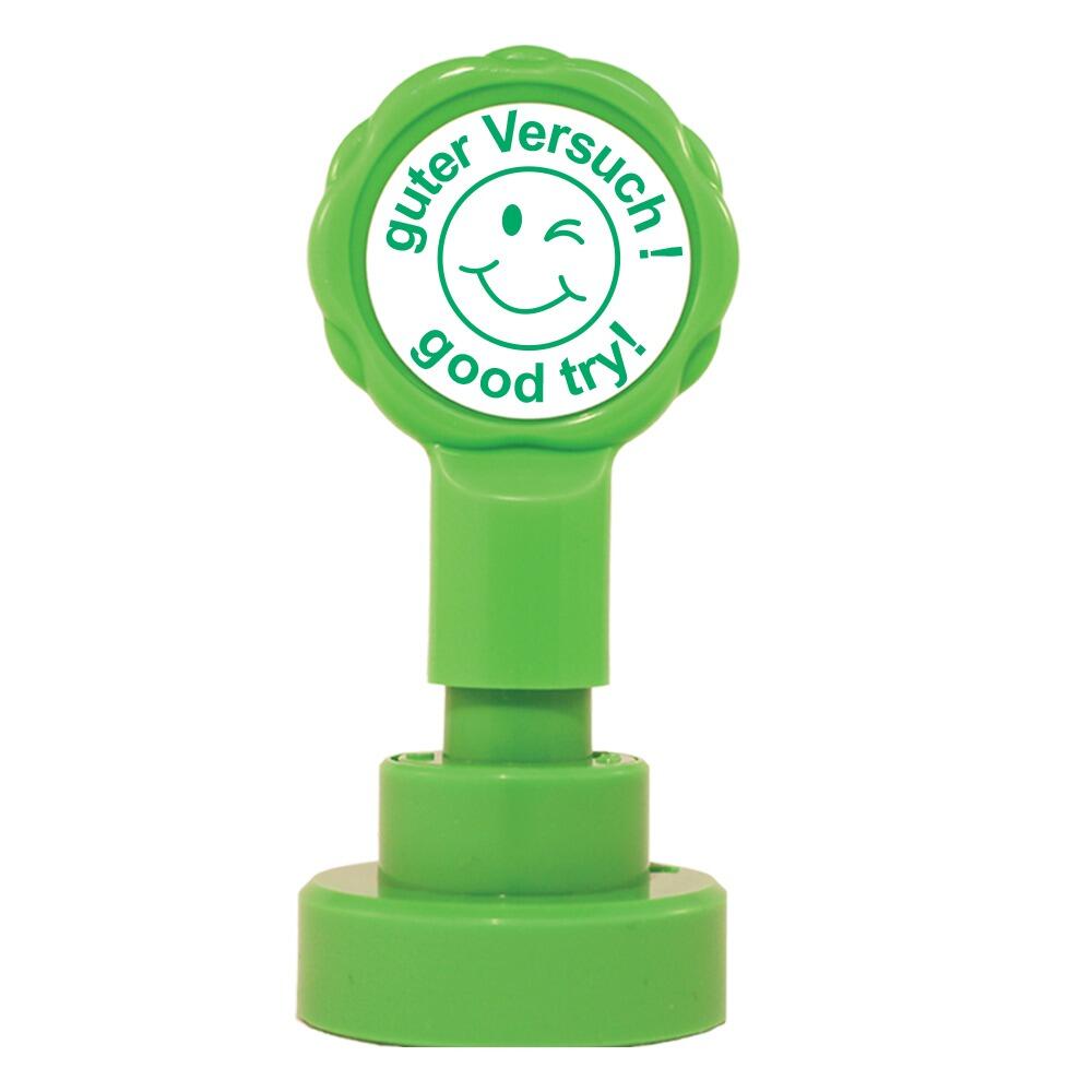 German Teacher Stamps | guter Versuch ! / good try! Bilingual German/English Self-inked Stamper 22mm