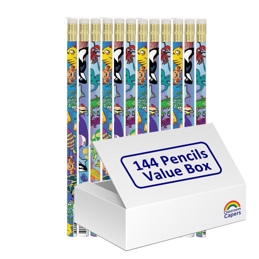 Bulk Low Cost Stationery | 144 x Sea Life HB Pencils. Great Practical Class Gifts/Prizes.