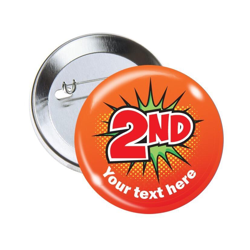 Custom Badges | 2nd Place SuperHero / Retro Design Sports Day / Award Custom Badges