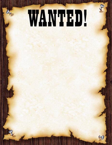 Wanted Poster | "Wanted" Wild West Style Poster for Notices. Whiteboard/Wipe Off Surface.