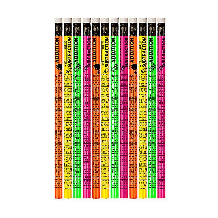 Pencils for Kids | 12 x Addition & Subtraction Maths Pencils. Quantity Discounts