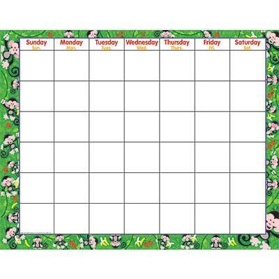 Wall Calendar | Reusable, Wipe-off Large Monkey Design Wall Calendar