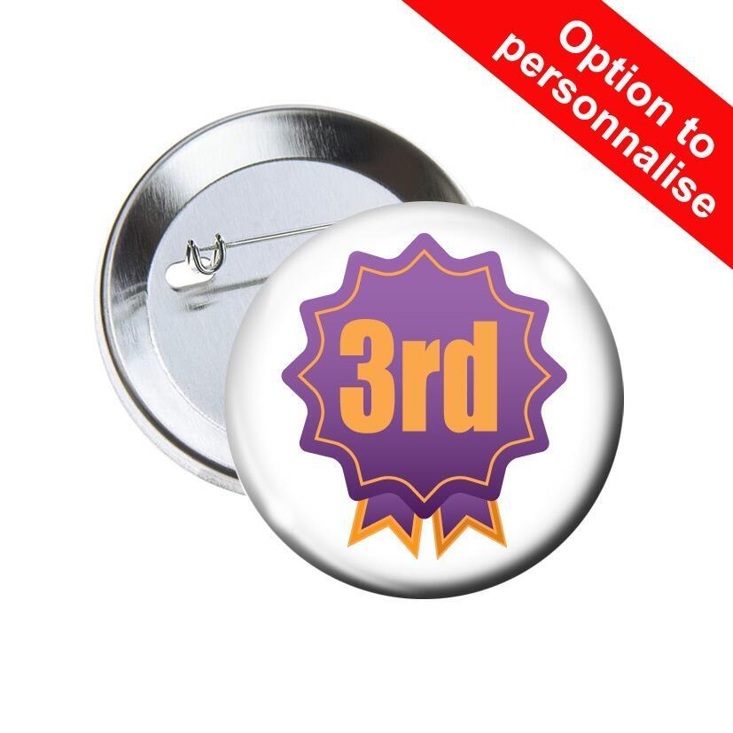 School Badges | 3rd Place Rosette Design Sports Day / Award Pin Badges x 10.
