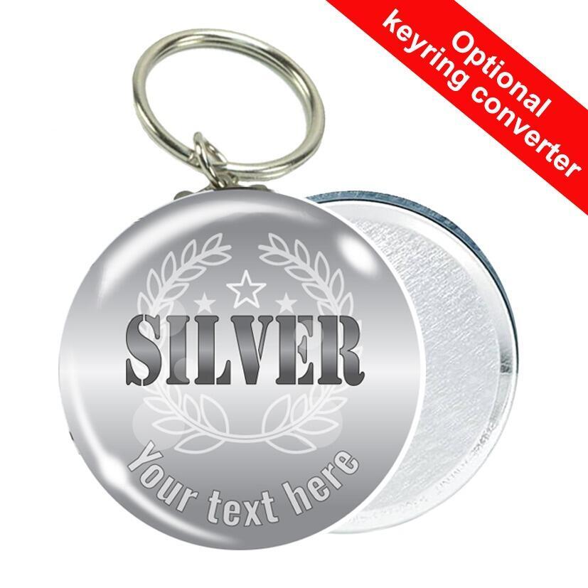 Keyring Option Example | Low Cost Medals | "SILVER" Medal & Ribbon, Sports / Winner Great Value Medals. UK Made