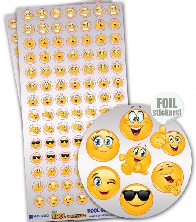 Teacher Stickers | 588 Small (10mm), Mixed Emoji Design Reward Chart Stickers. Shiny Finish. Made UK