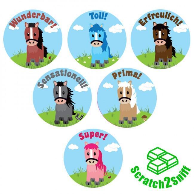 Scented Stickers | 90 Pony Design, Chocolate Scent, Smelly German Reward Stickers for Teachers