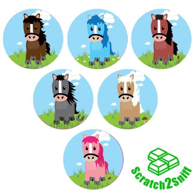 Smelly Stickers | Pony Pals, Chocolate Scent, Smelly Kids Stickers for Crafts/Rewards/Party Bags