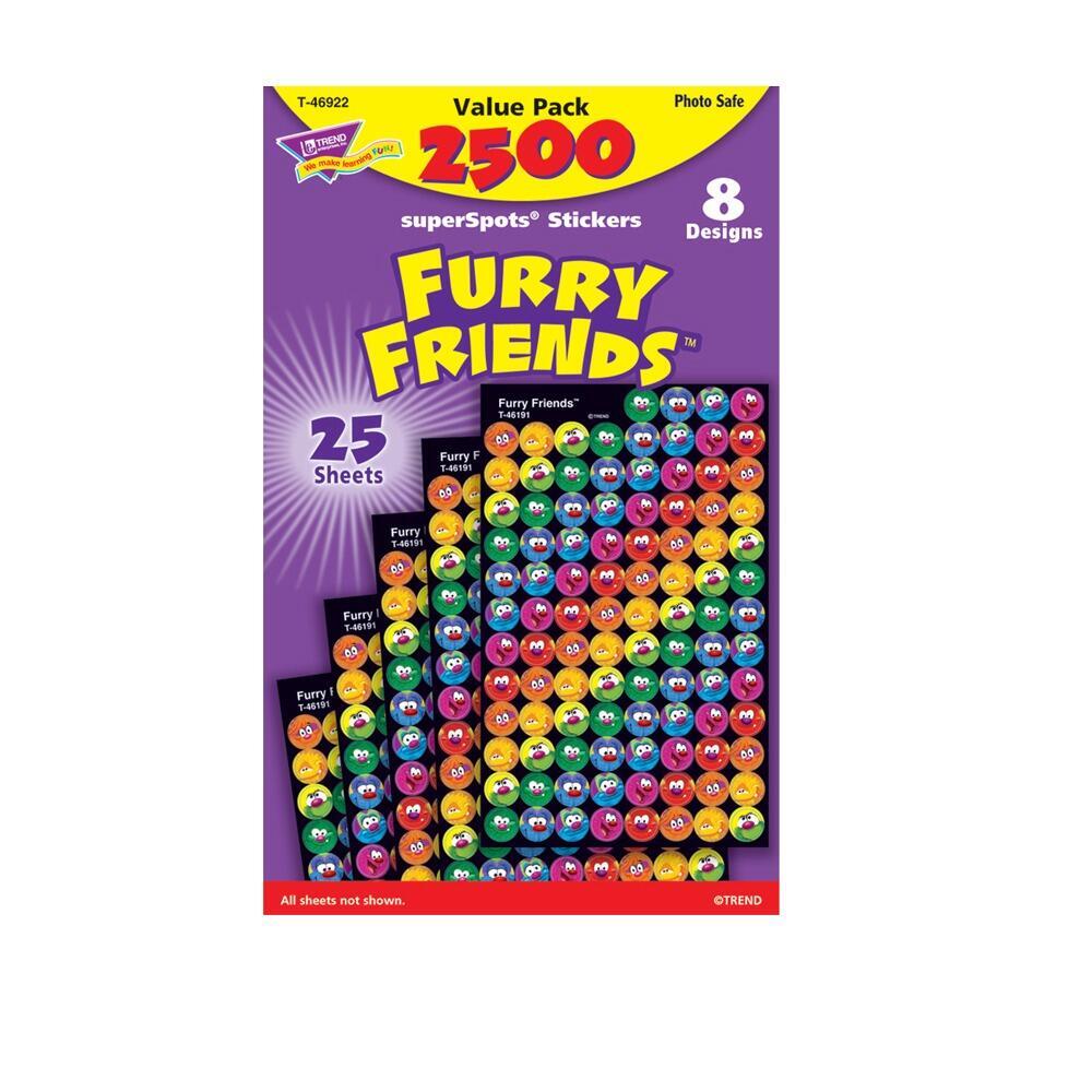 Sticker Chart Stickers | 2500 x 11mm Colourful Furry Friends Stickers Bumper Pack (T46922)