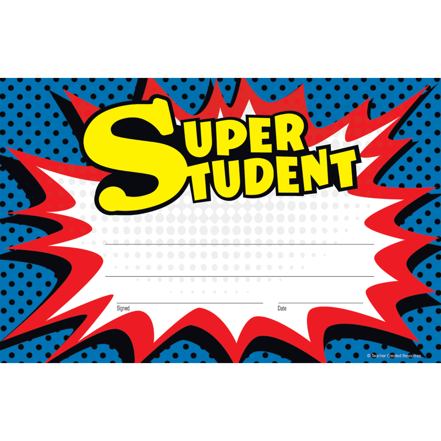School Certificates | 25 x Superhero Design "Super Student" School Awards