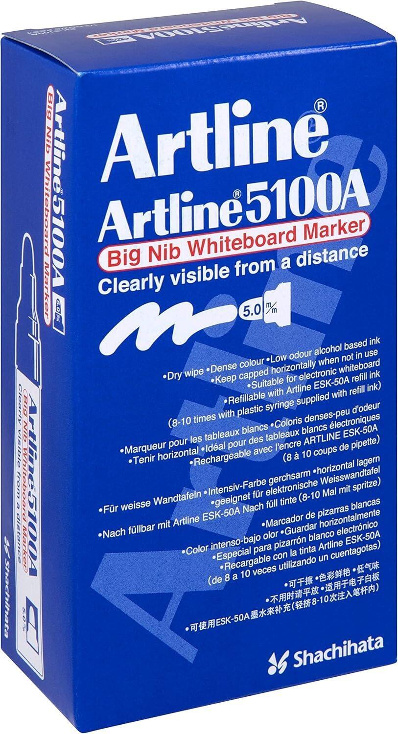 Whiteboard Markers | Bulk Box Professional Quality, Artline 5100A Big Nib Markers. Choice of Colours