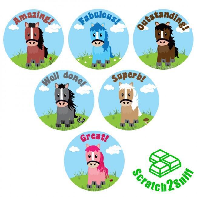 Scented Stickers | 90 Pony Design, Chocolate Scent, Smelly Teacher Reward Stickers. Mixed Designs