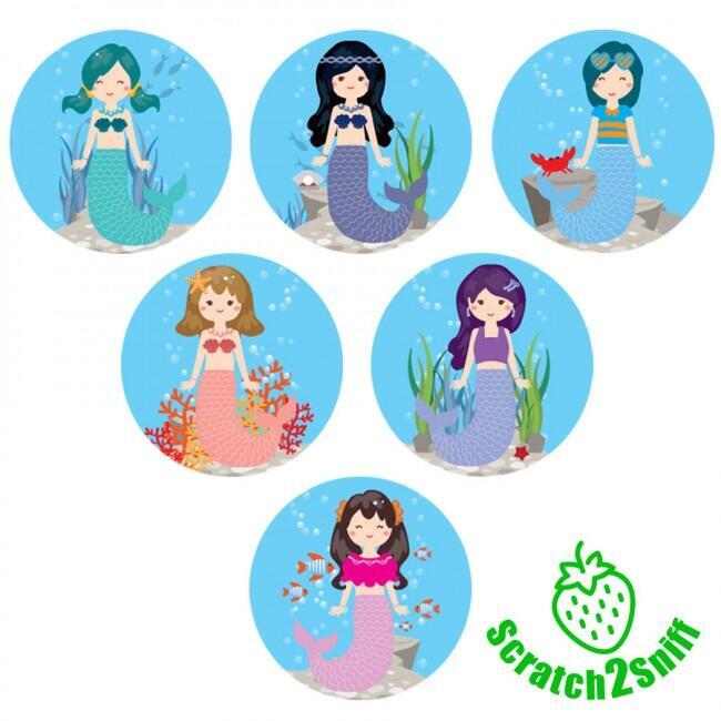 Smelly Stickers | Mermaid, Strawberry Scent, Smelly Kids Stickers for Crafts/Rewards/Party Bags